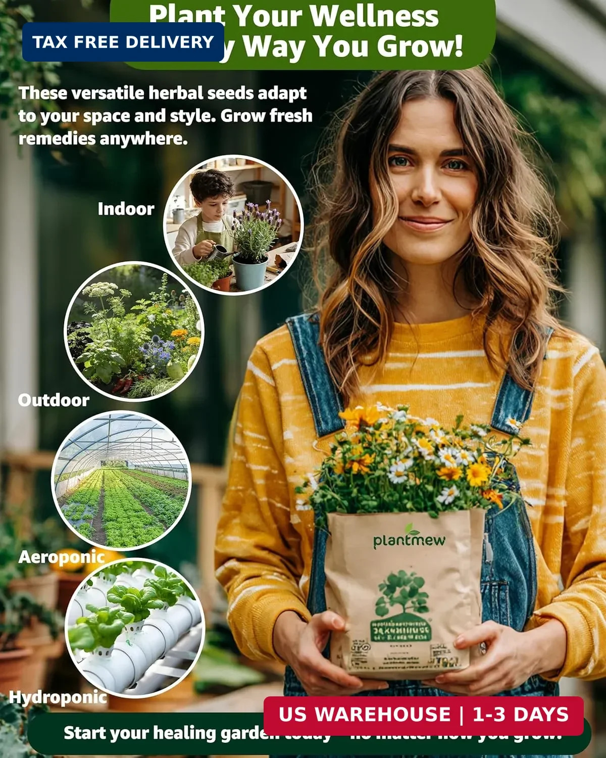Medicinal & Tea Herb Seeds for Planting – 35 Non-GMO Variety Pack for Indoor/Out