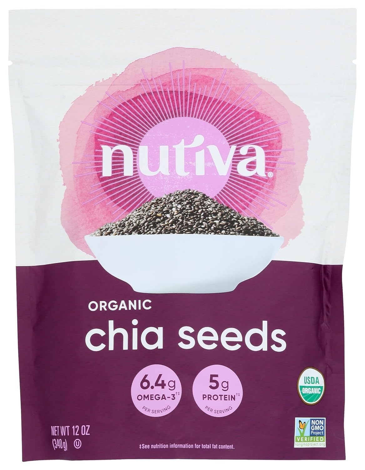 12 Ounce Pack of Organic Chia Seeds – Antioxidant-Rich for Enhanced Nutrition