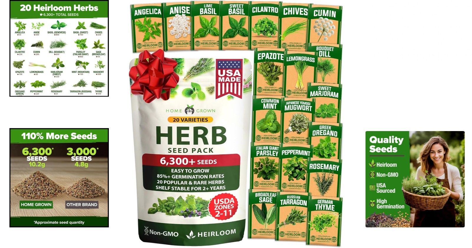 20 Culinary & Medicinal Herb Seeds – Non-GMO & Hydrophonic Friendly Variety Pack