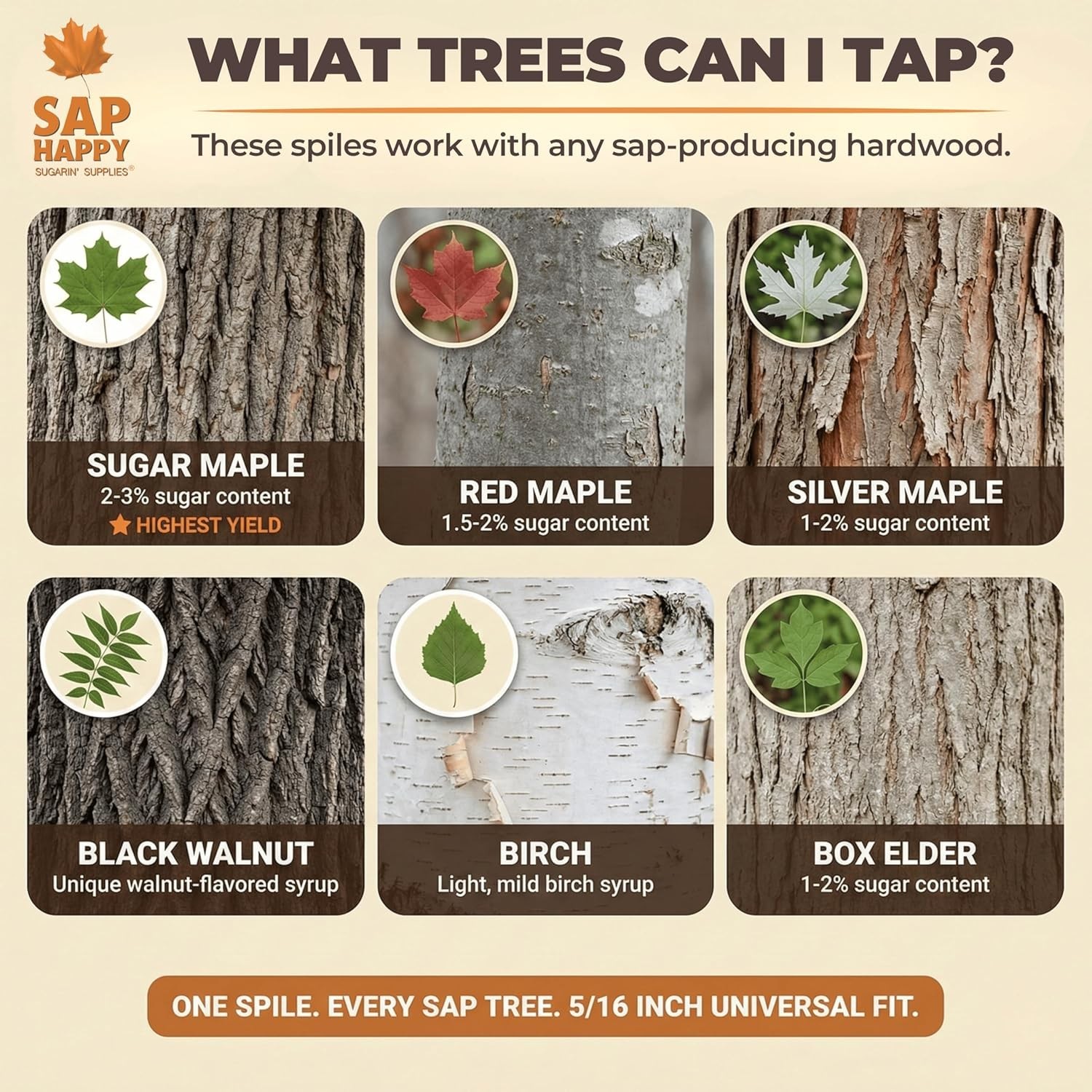 SAP HAPPY Maple Sap Spiles 50 Count, 5/16″ Ecolo Taps for Maple Trees, Maple …