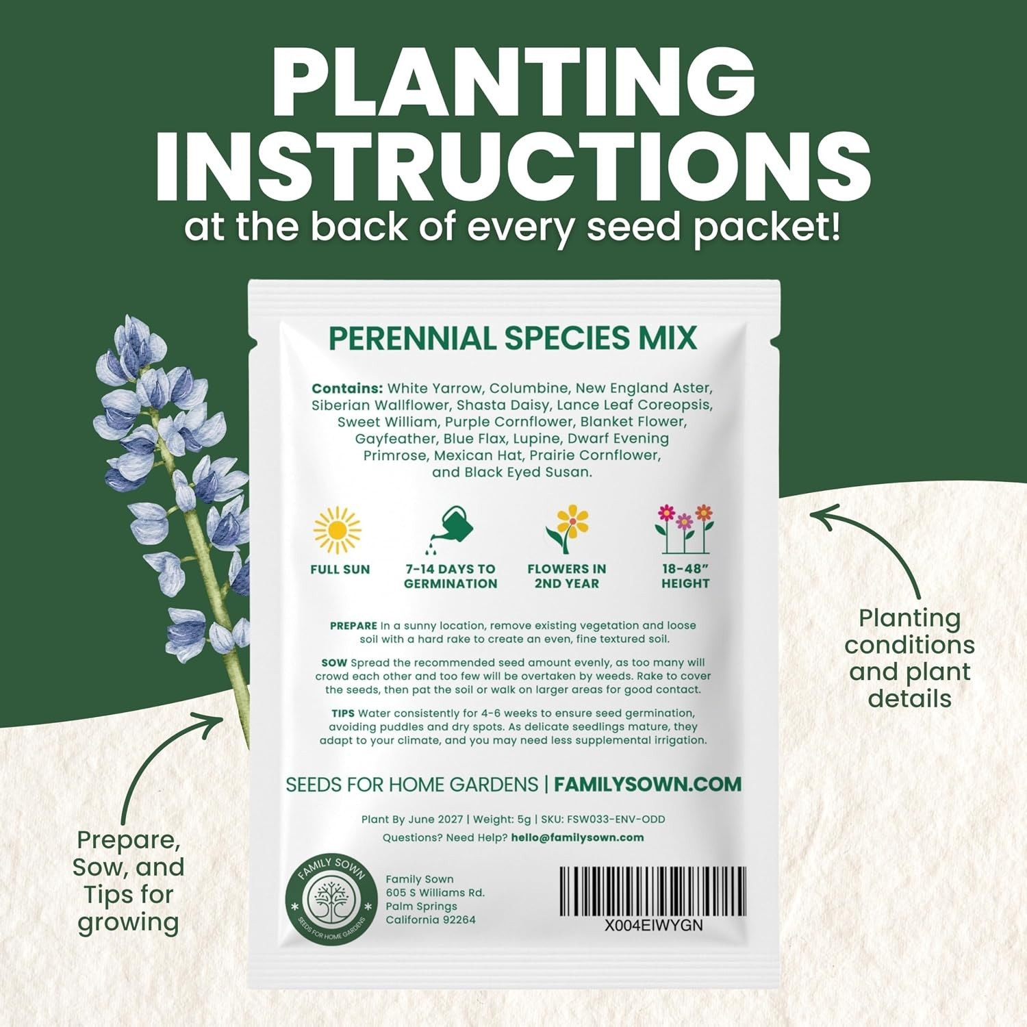 Create a Colorful, Low-Maintenance Garden with 2,500 Seeds – Perennial Mix