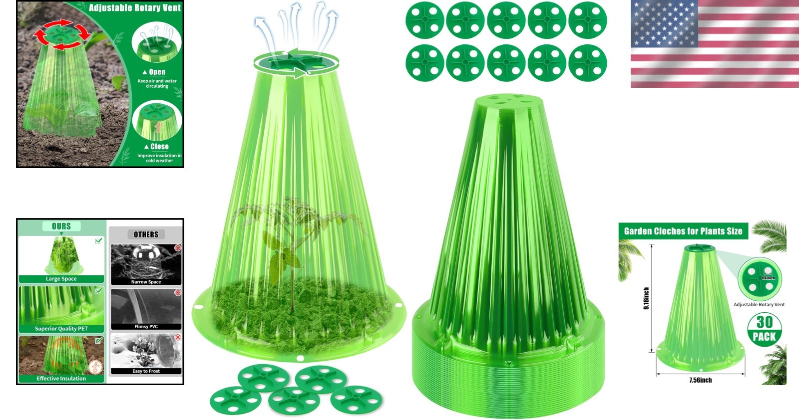 Multi-Functional 30 Pack Plant Cloches – Weather & Animal Protection Included