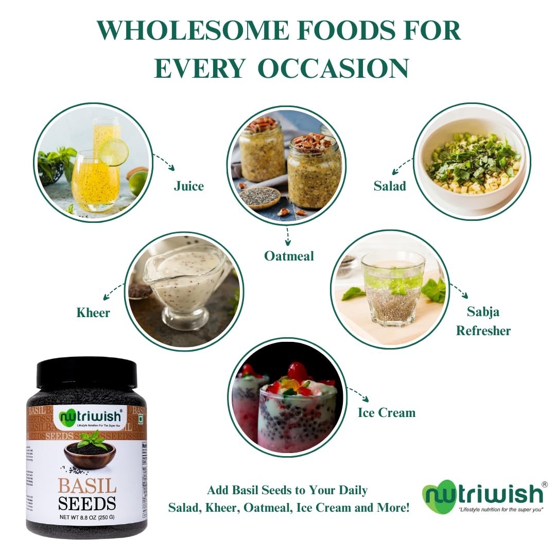 Natural Basil Seeds 250 g | Versatile Gluten-Free Superfood for Daily Nutrition
