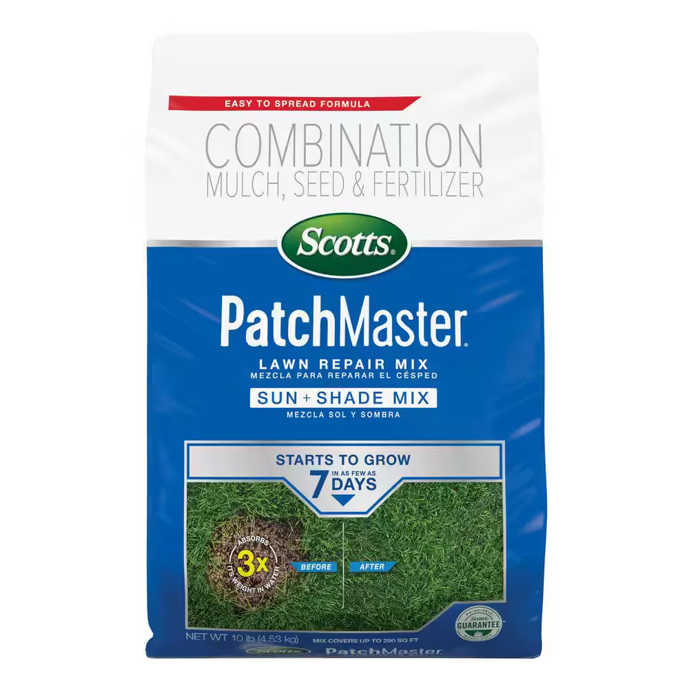 Patchmaster 10 Lbs. Lawn Repair Mix Sun + Shade Mix, Combination Grass Seed, Fer