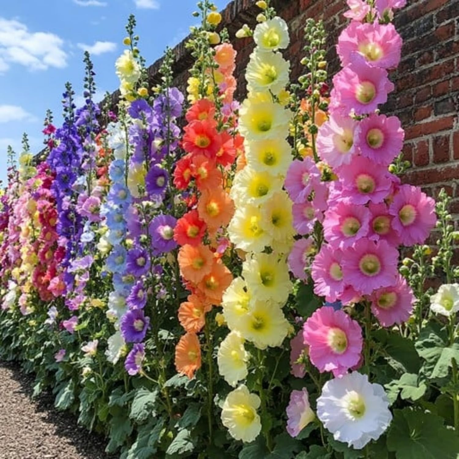 300+ Double Hollyhock Seeds for Planting – Giant Mixed Hollyhock Flowers Seed