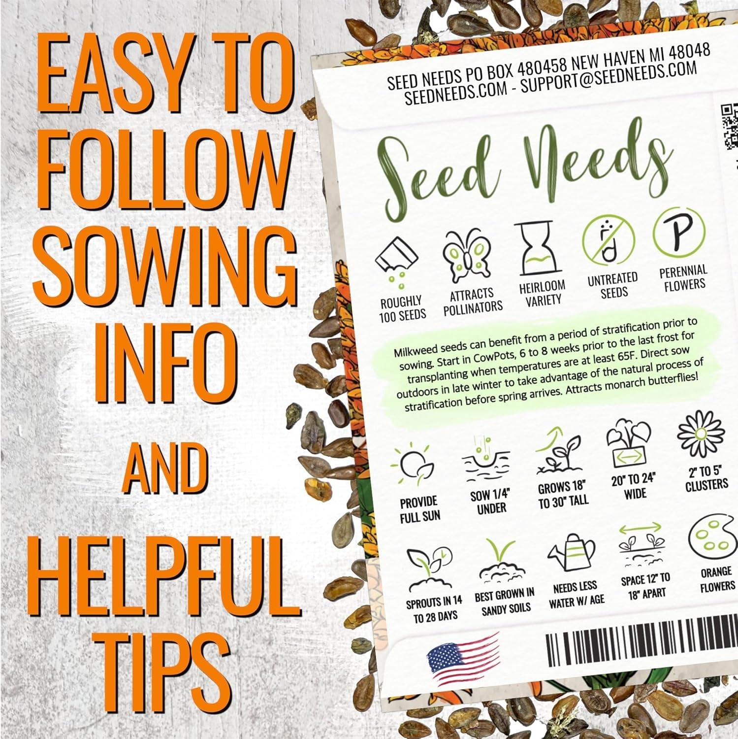 Seed Needs MEGA Milkweed Seed Packet Collection – 5 Individual Varieties
