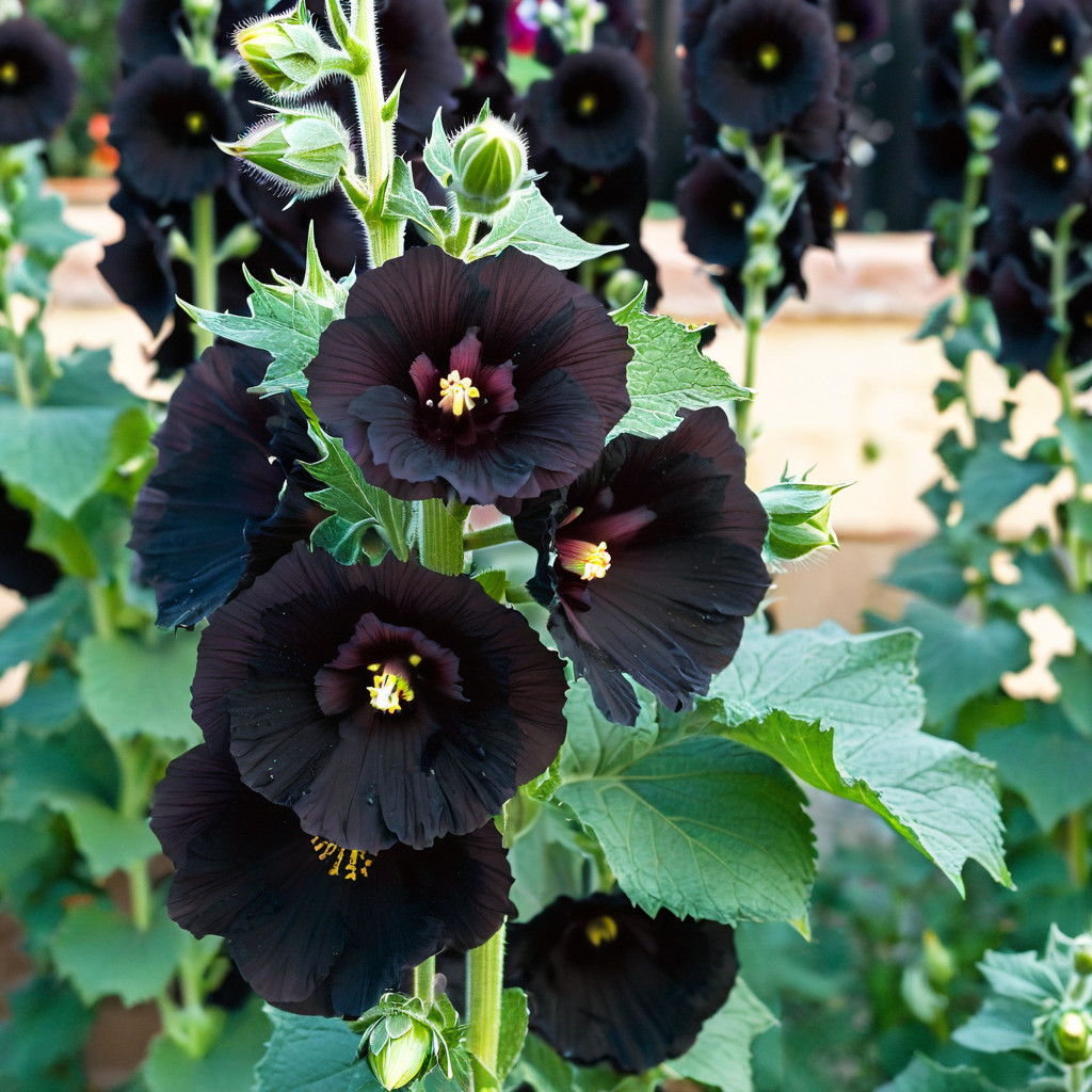 25 Dark Black Purple Hollyhock Seeds Perennial Flower Seed Flowers US SELLER