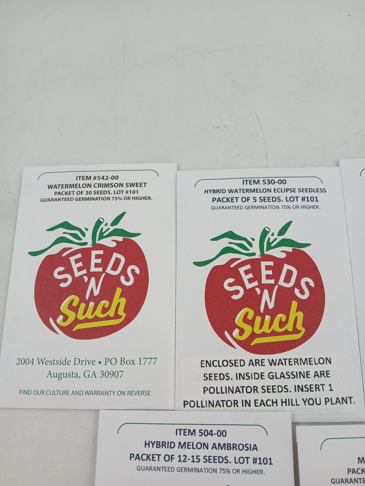 Seeds ‘N Such Watermelon Melon Seeds Lot of 5 Packets Variety Mix White