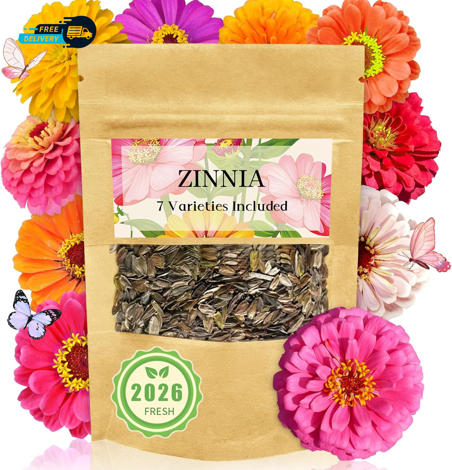 Zinnia Seeds Bulk 5000+ Outdoor Flower for Planting Giant Zinnia Seeds for 2026