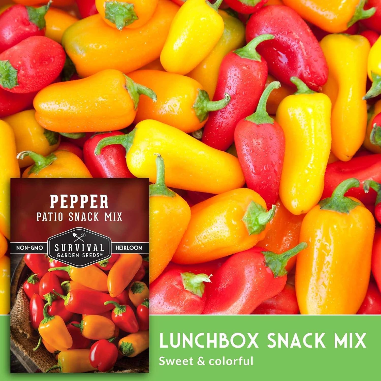 Patio Snack Mix Mini Sweet Pepper Seeds for Planting | Compact Lunchbox-Style He