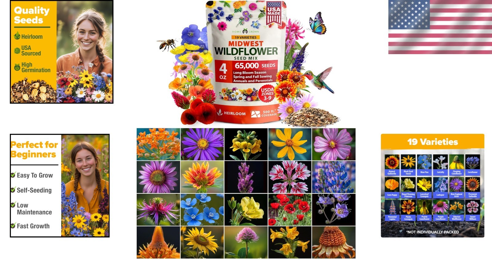 Attracting Pollinators: 65,000+ Heirloom Wildflower Seeds for Any Garden – 4 oz