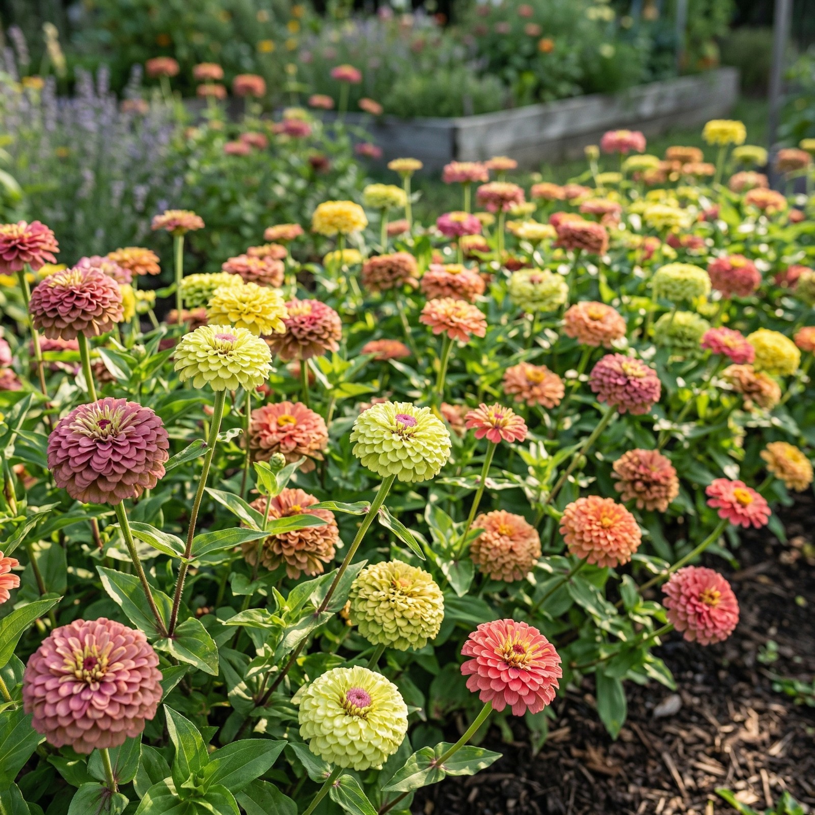 Zinnia QUEENY FORMULA MIX Cut Flower Garden Elegant Blooms Heirloom 25 Seeds