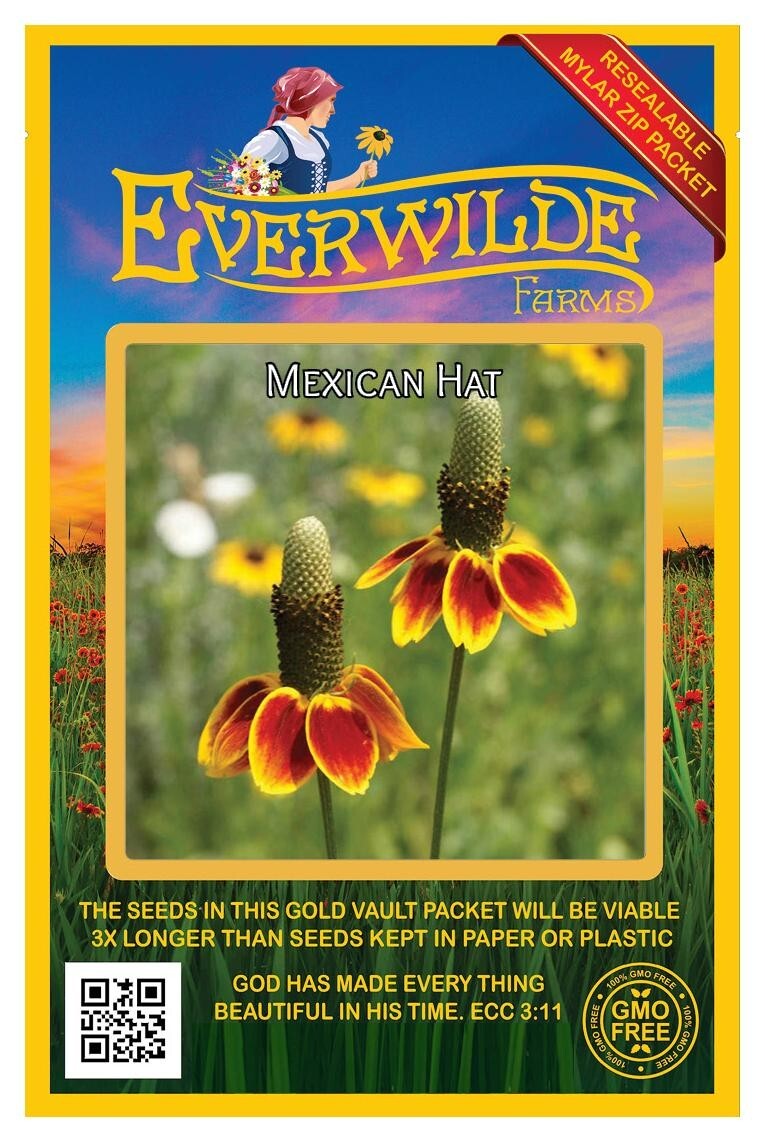 2000 Mexican Hat Wildflower Seeds – Everwilde Farms Mylar Seed Packet