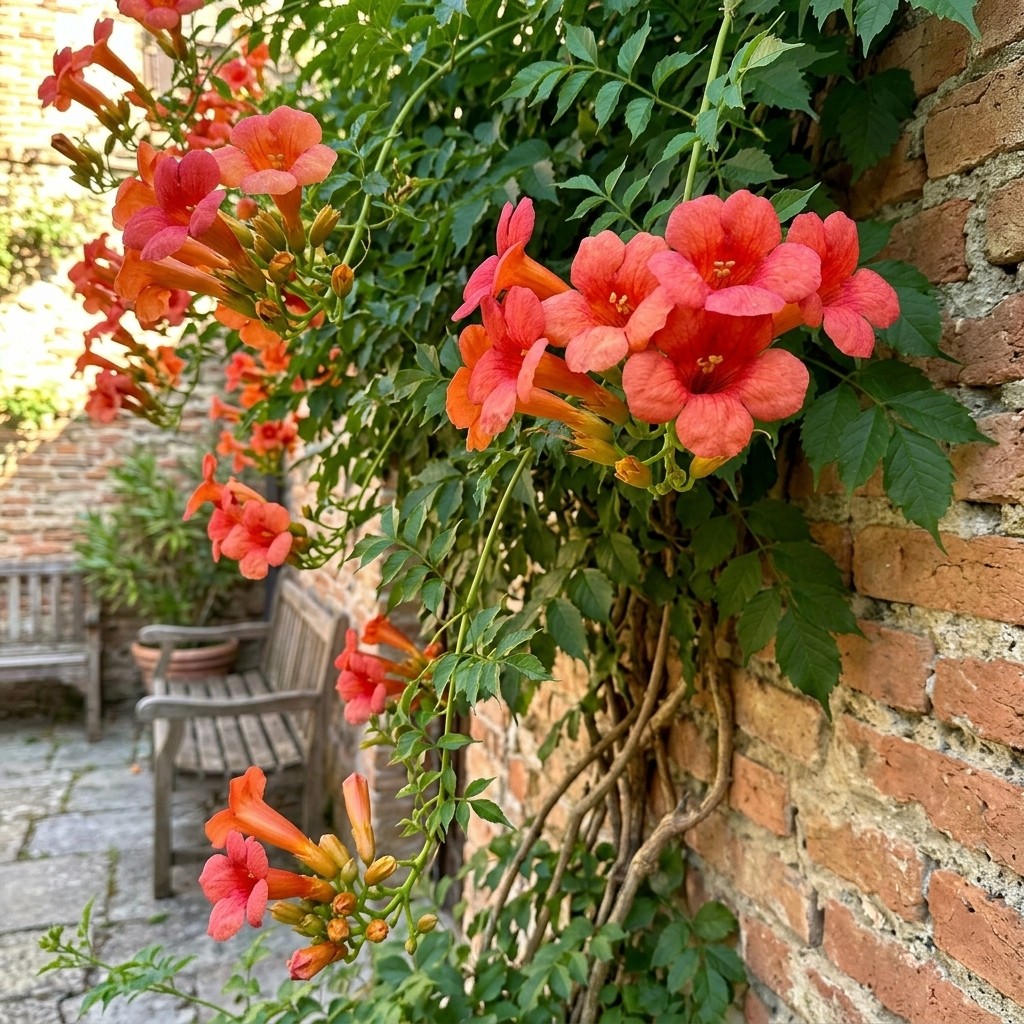 100Pcs Trumpet Vine Seeds, Climbing Flower Seeds for Garden&Trellis Planting