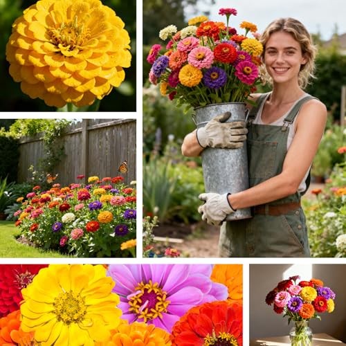 5000+ Zinnia Seeds Flower Seeds for 2026 Planting, 1.5 Oz, 5 1.5 Ounce Pouch