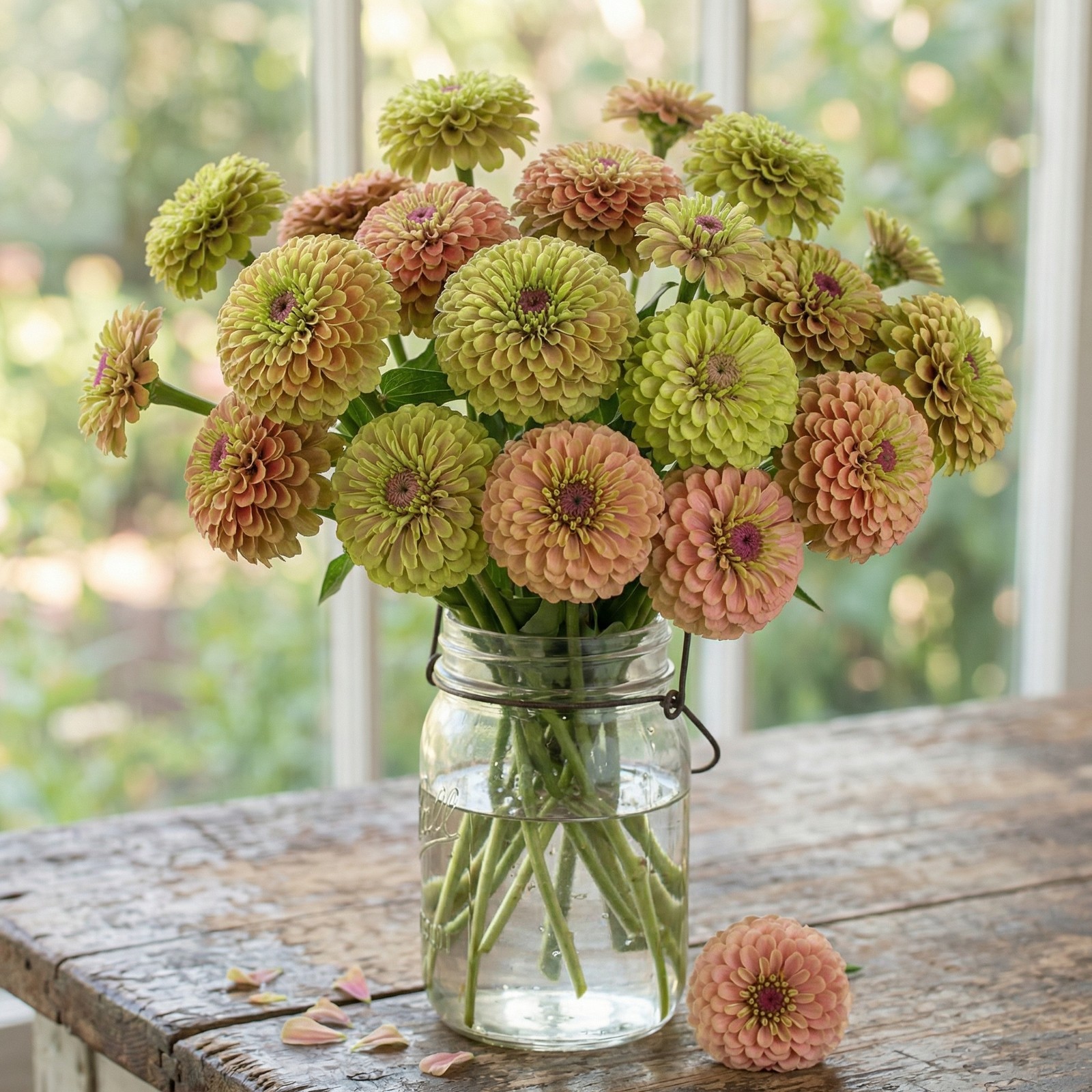 Designer Garden Bundle BLUSH LIME Zinnia Cosmos Cut Flower 4 Packs – 100 Seeds