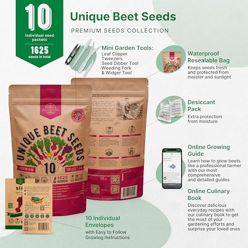 10 Rare Beet Seeds Variety Pack – Heirloom Non-GMO Bulk for Indoor/Outdoor Garde