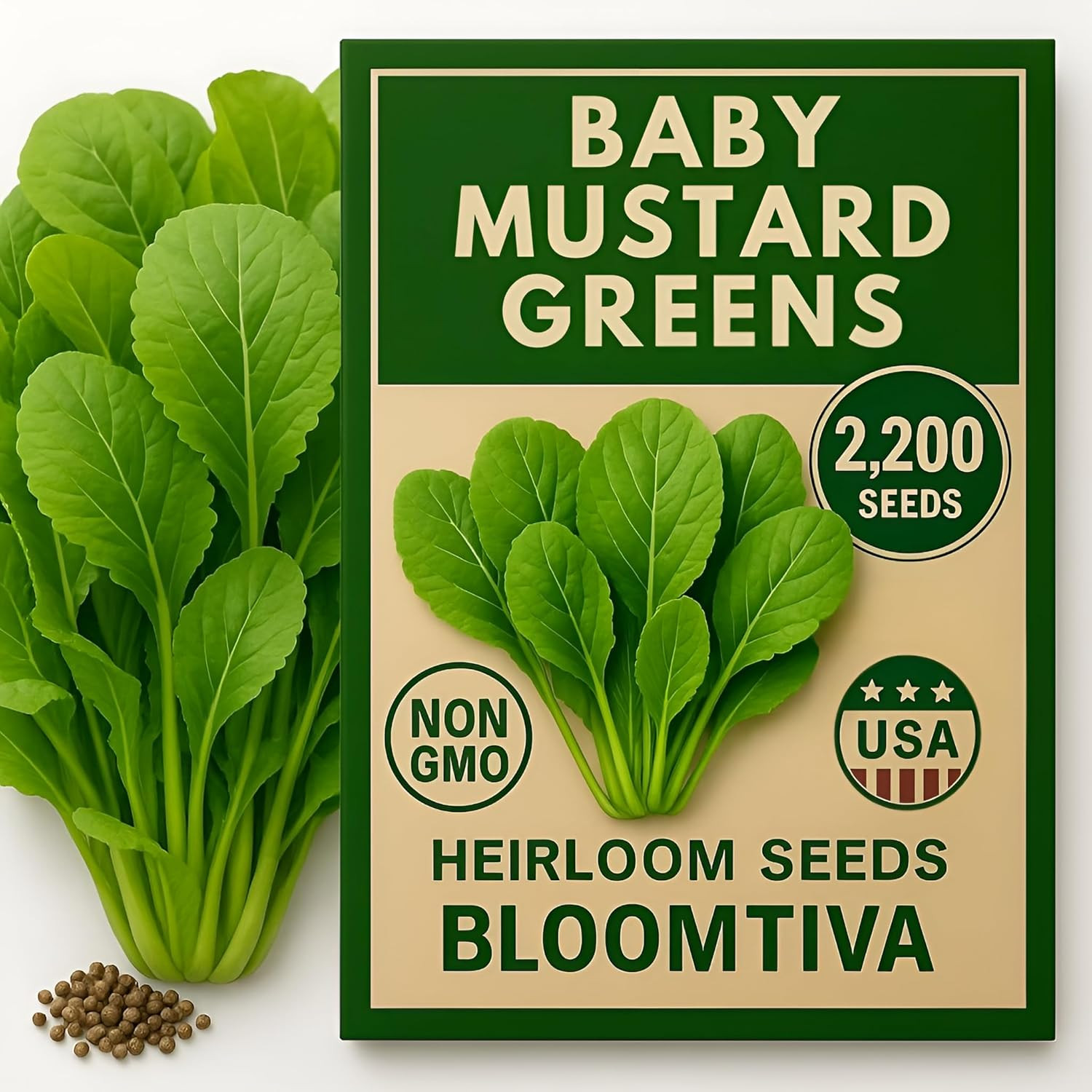 2200 Baby Mustard Greens Seeds for Planting – CAI Xanh an Non – Super Fast Harve