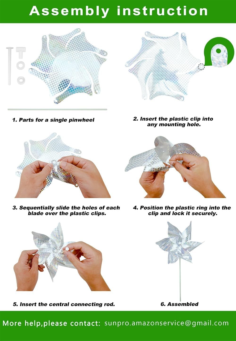 Reflective Garden Pinwheels 10-Pack, Silver/Gold, 7.31×15.7 inches, Bird Repe…