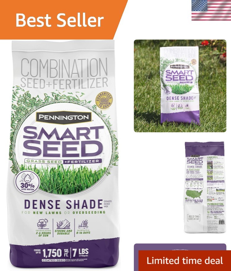 Smart Seed Dense Shade Grass Mix 7 lb – Thrives in Low Light for Green Lawns