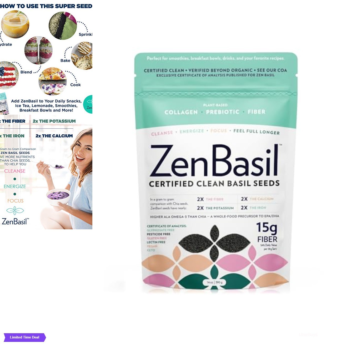 Edible Basil Seeds 14oz Kosher Non-GMO Gluten Free Vegan High Fiber Superfood