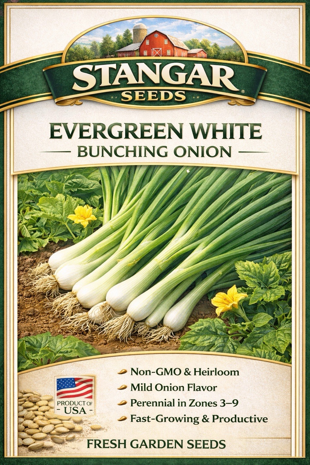 Evergreen White Bunching Onion Seeds | Non-GMO | Heirloom | Fresh Garden Seeds
