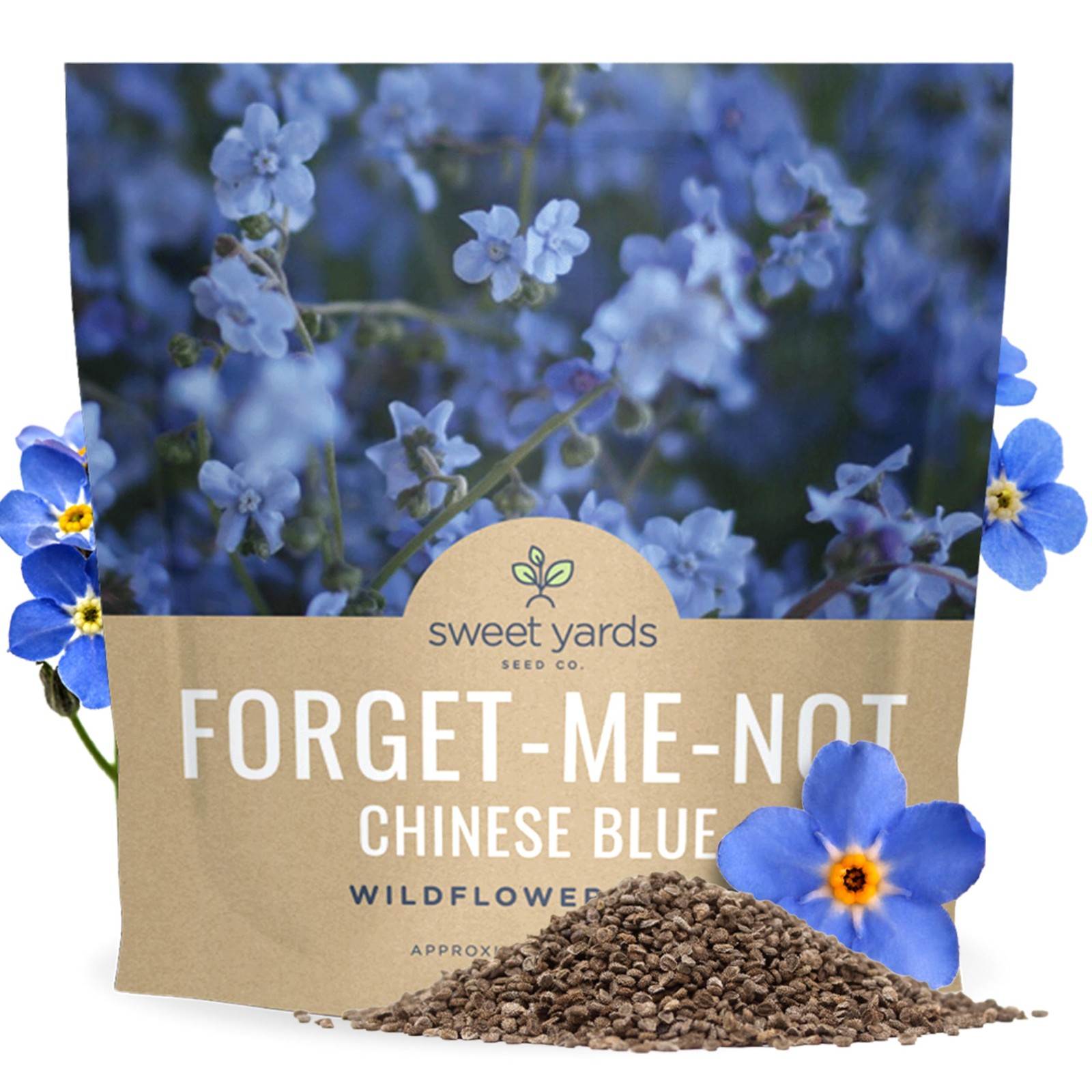 5500 PCS Blue Forget Me Not Wildflower Seeds Cynoglossum Amabile Packet