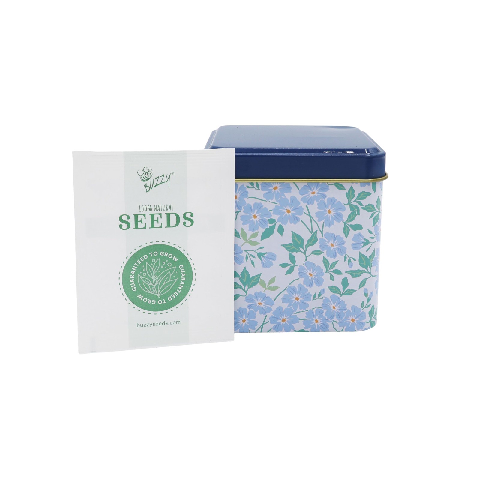 BUZZY Seeds Herbal Tea Garden Grow Kit – 3 Square Tin Planters with Lavender,…