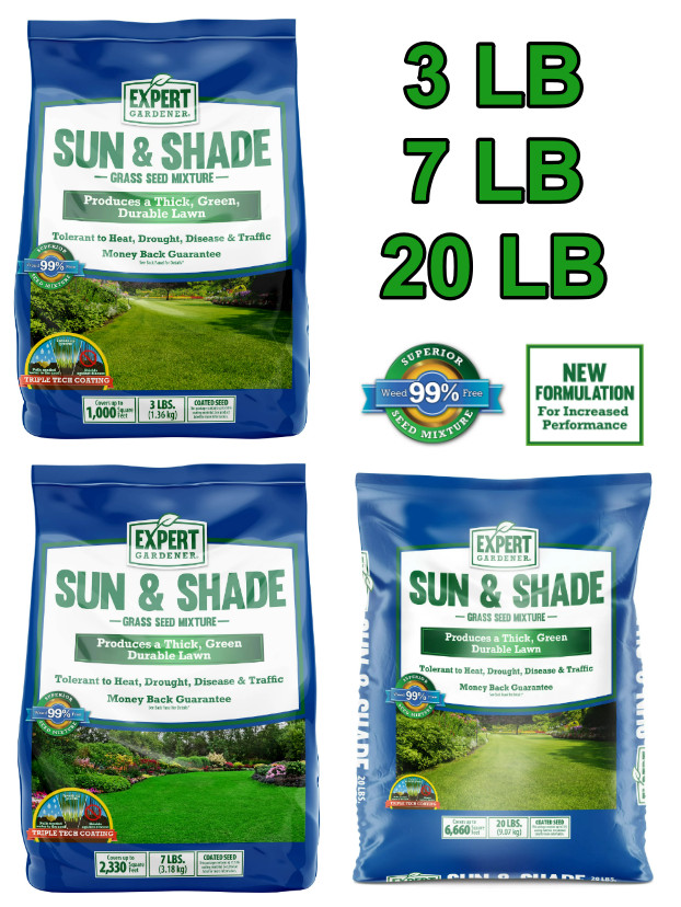 Grass Seed Sun & Shade Northern Mix Sun To Partial Shade 3LB 7LB 20LB Green Lawn