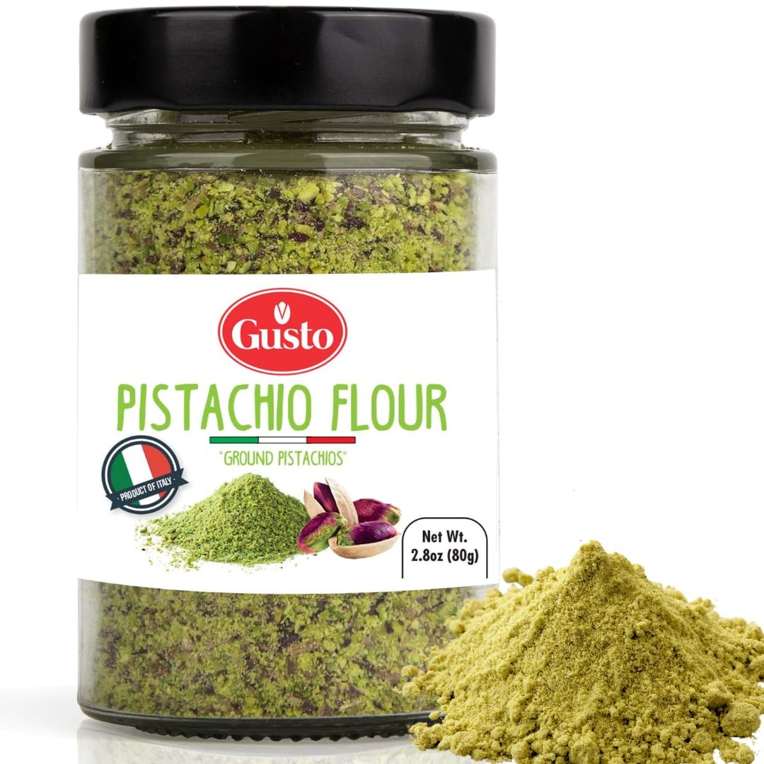 GUSTO ETNA Pistachio Flour, 80 g, Sicilian Fine Chopped 2.8 Ounce (Pack of 1)