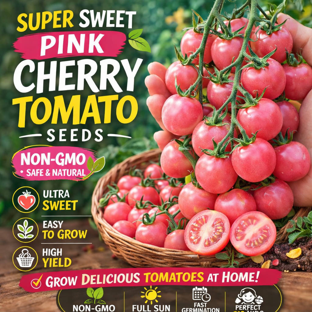 Super Sweet Pink Cherry Tomato Seeds 200+ Non-GMO Garden Snack Tomato