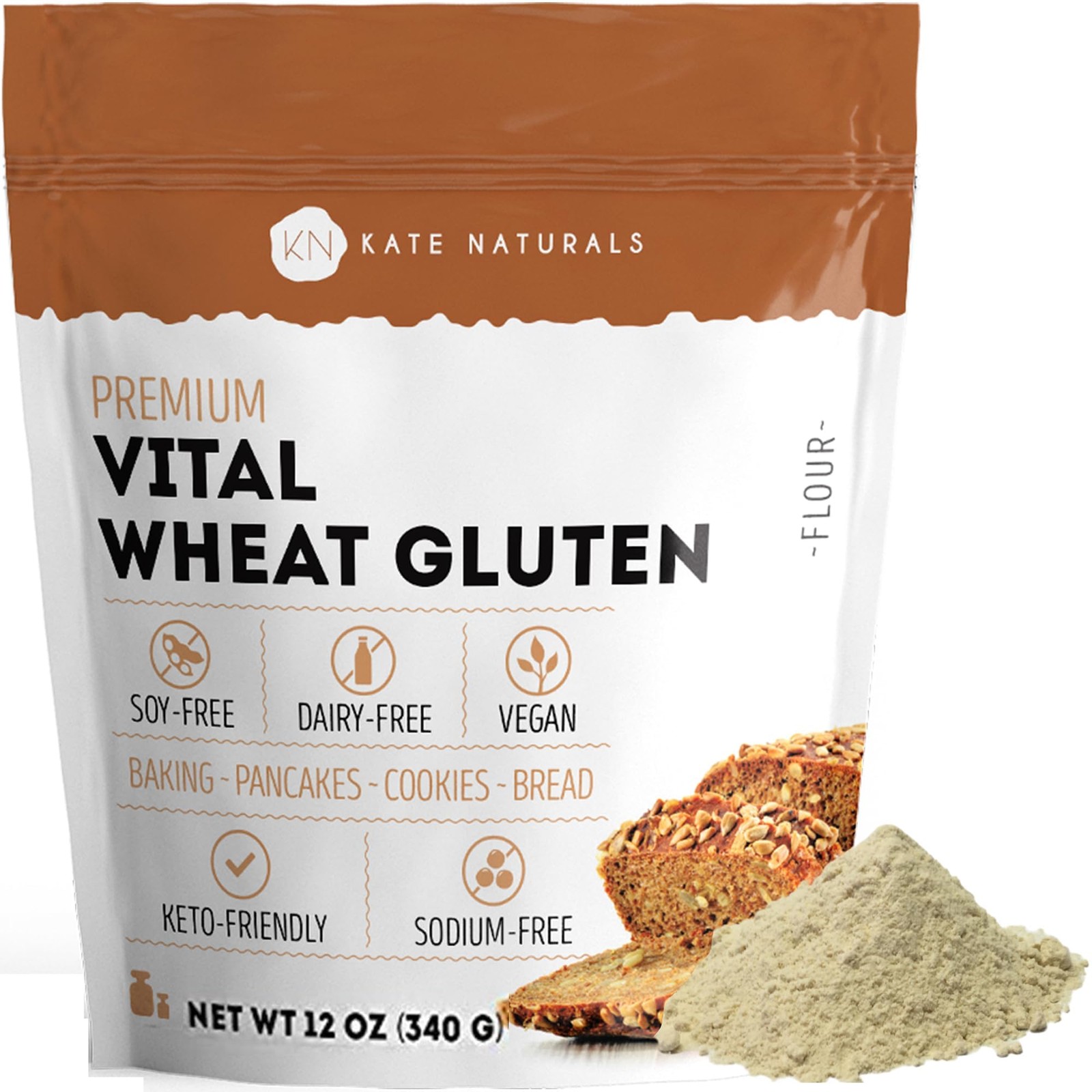 Kate Naturals Vital Wheat Gluten for Bread Making, 12 Ounce (Pack of 1)