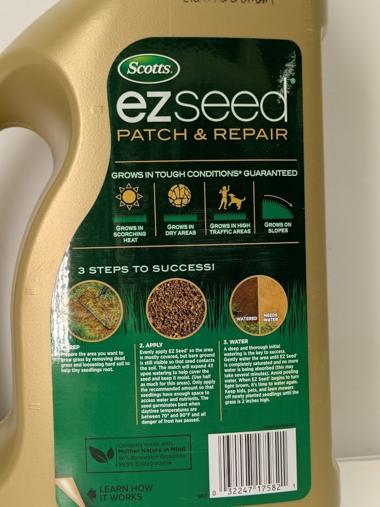 Scotts EZ Bermuda Grass Seed & Mulch Fertilizer 17582 Lawn Patch Repair 3.75 lb