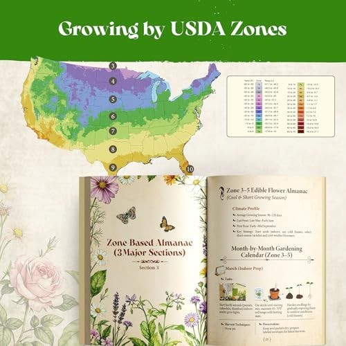 Edible Flower Seed Bank – 30,000+ Non-GMO Heirloom Seeds, Gardening Gift Set, Cu