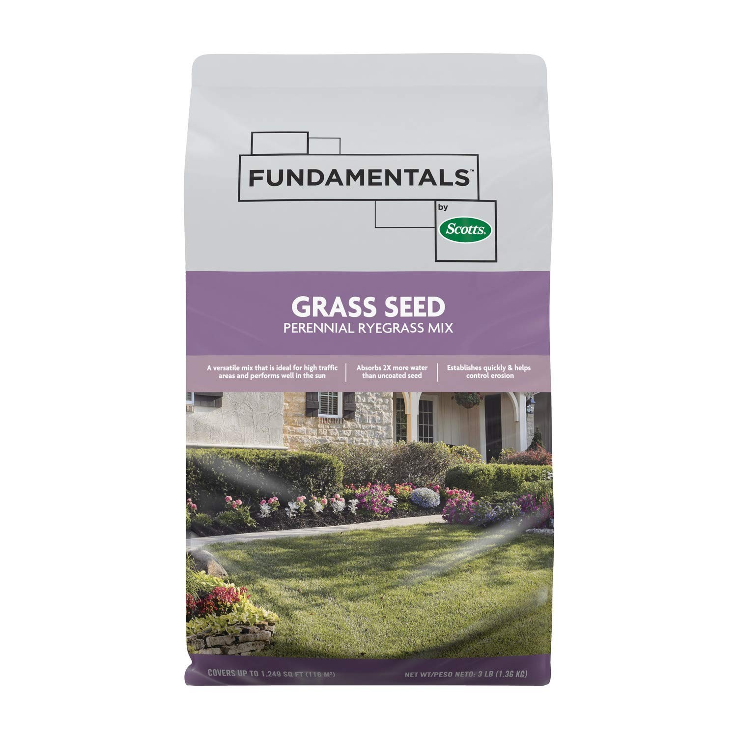 Perennial Ryegrass Seed Mix for Sunny High Traffic Areas & Erosion Control, 3 lb