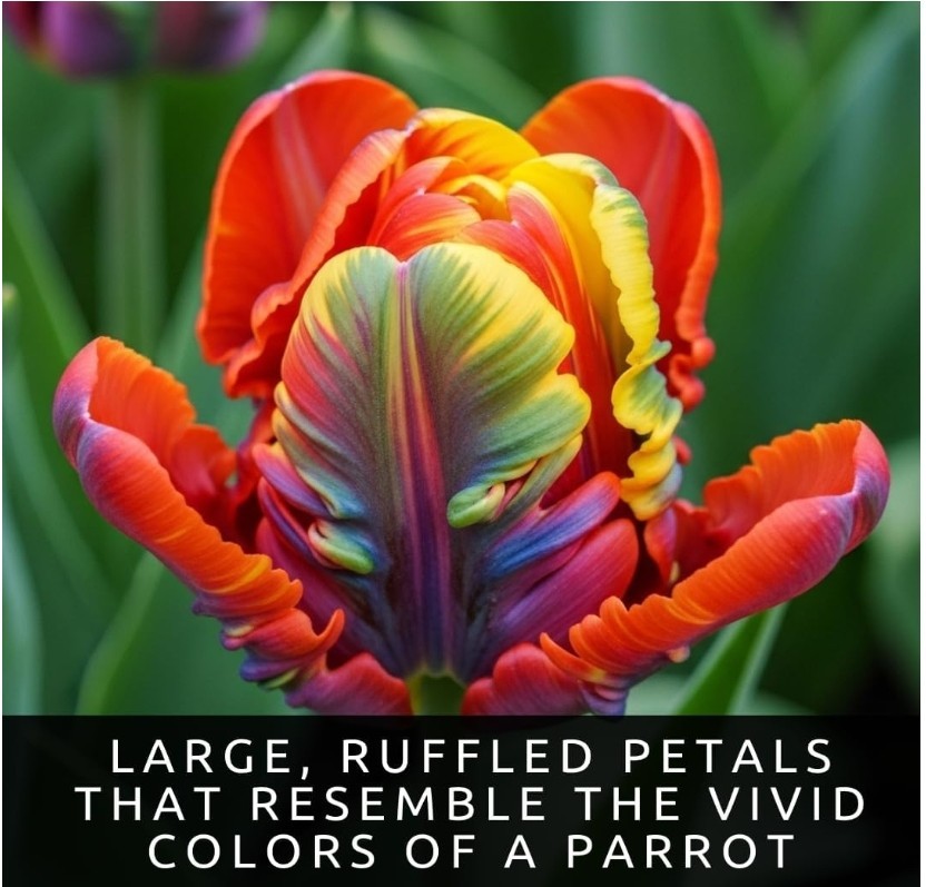 Rainbow Parrot Tulip Bulbs (10 Pack) – Huge Multicolor Flowers – 15-20″ Tall