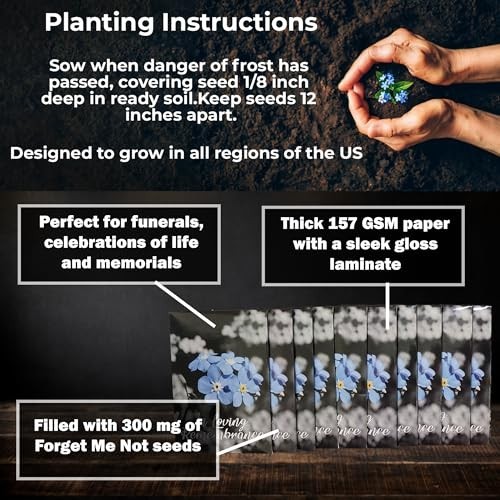 Forget Me Not Seed Packets 50 Pre-Filled Memorial Favors Funeral Keepsakes