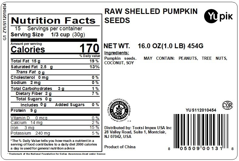 Raw Shelled Pumpkin Seeds 1lb Nutty Gluten-Free Non-GMO Plant-Based Snack