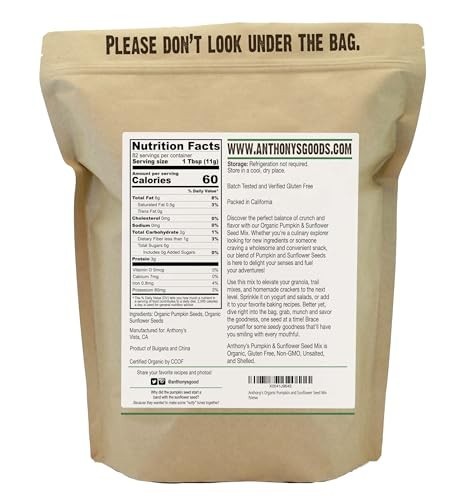 Organic Pumpkin & Sunflower Seed Mix 2 lb – Gluten Free, Unsalted, Non-GMO Snack
