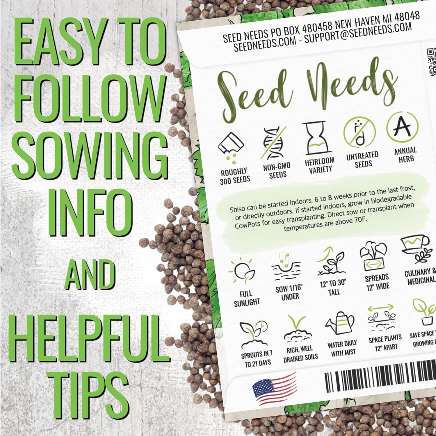 Seed Needs Shiso Green & Red Seed Packet Collection – 2 Individual Seed Packets