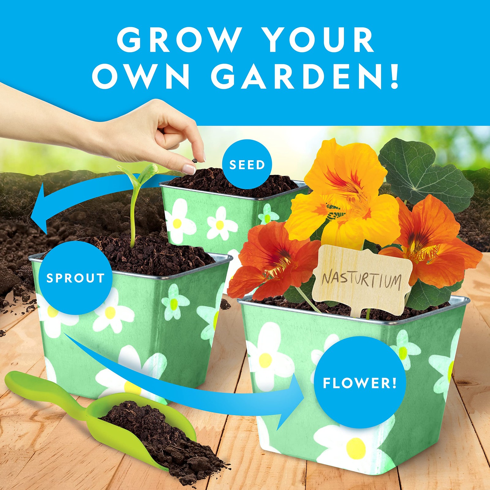 National Geographic Flower & Herb Gardening Kit for Kids – Gardening Set with…