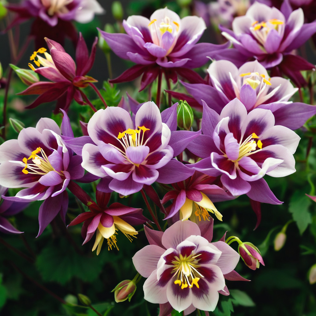 50 Columbine Seeds Flower Perennial Flowers Seed Pollinator “Double Maroon Whit”