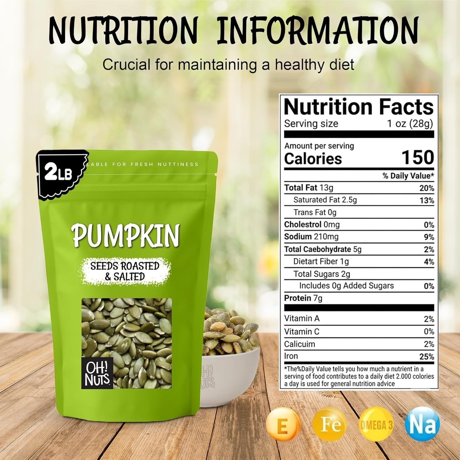 Kosher Certified Pumpkin Seeds – 2 lb No Shell Pepitas