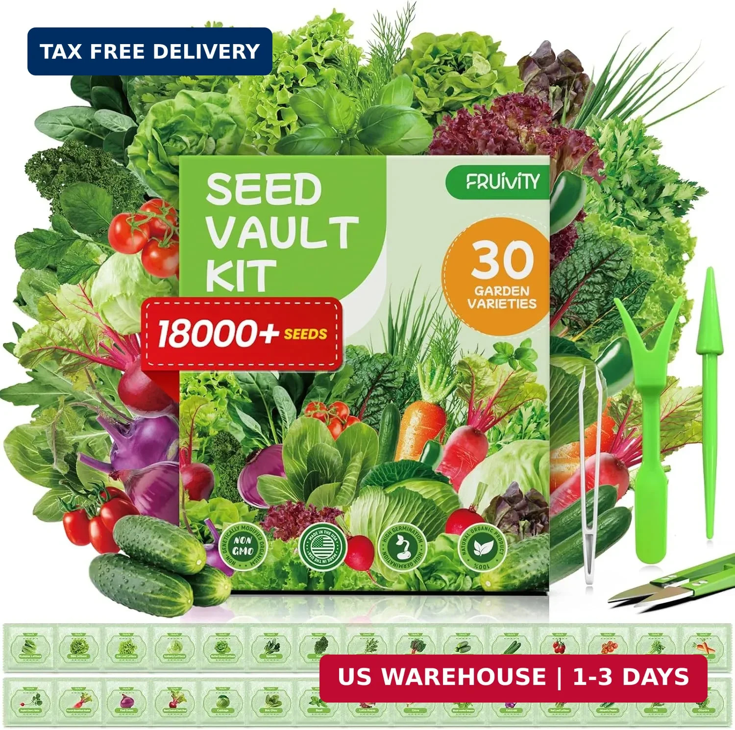 30 Heirloom Seeds Variety Pack – 18500+ Seeds for Planting Vegetables, Home Gard