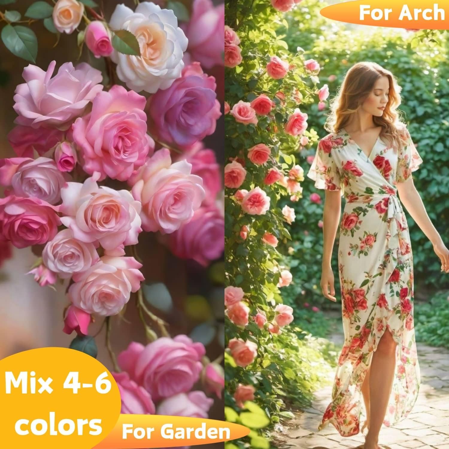 200+ Climbing Rose Seeds Mixed 6 Color – Non-GMO Perennial Vine Flower