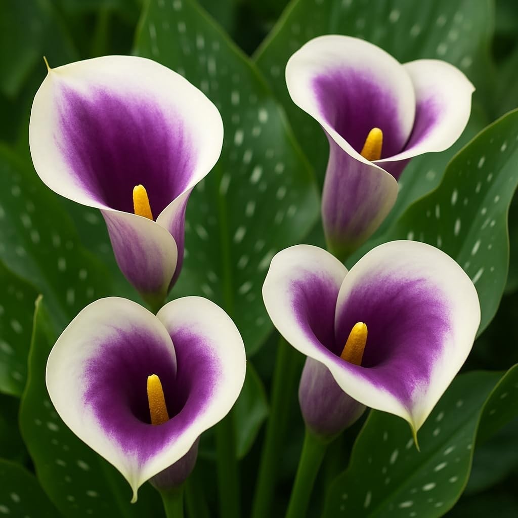 Zantedeschia Picasso Calla Lily Bulbs for Planting – Rare Purple and White (3)