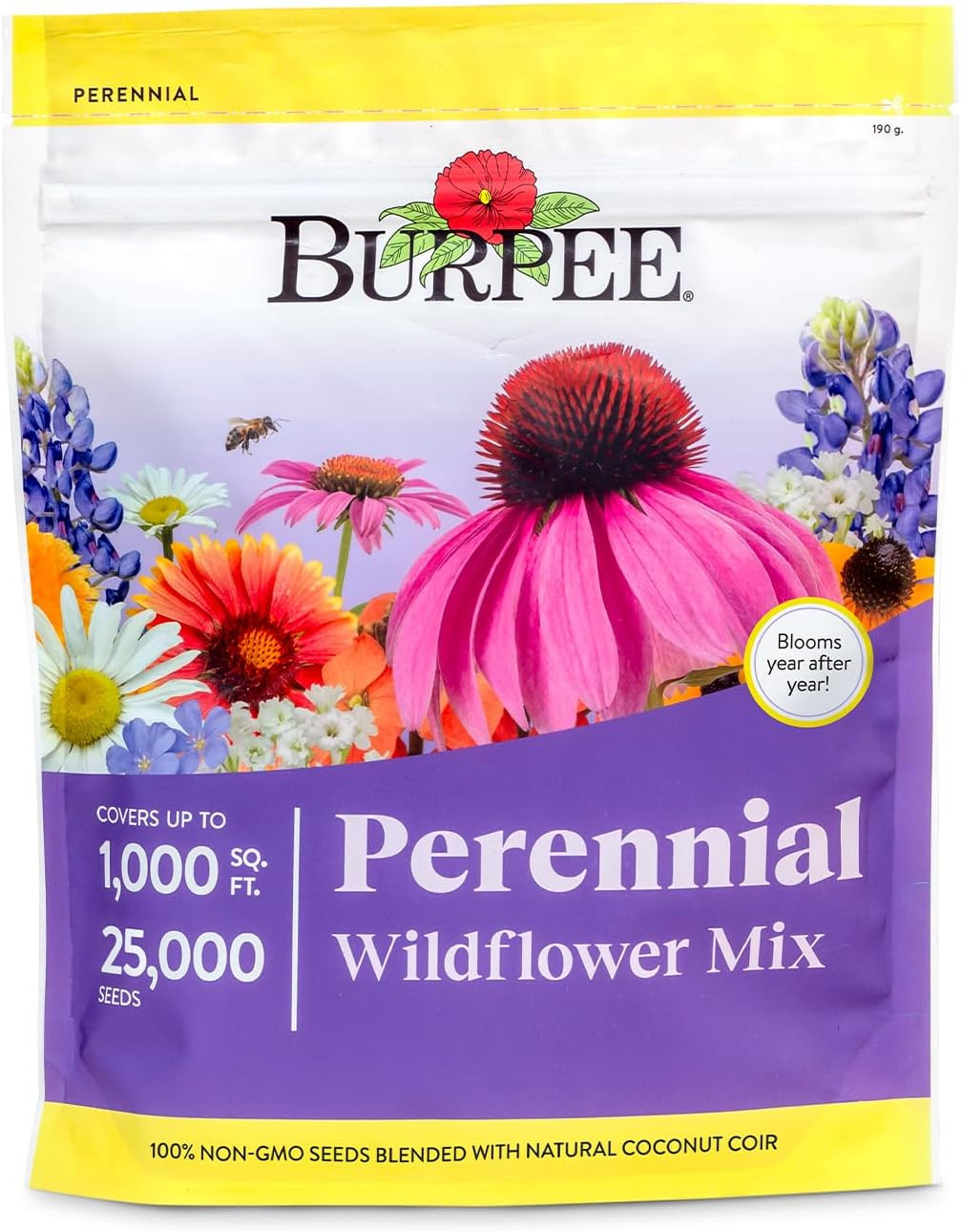 Wildflower 25,000 Bulk, 1 Bag | 18 Varieties of Non-Gmo Flower Seeds Pollinator