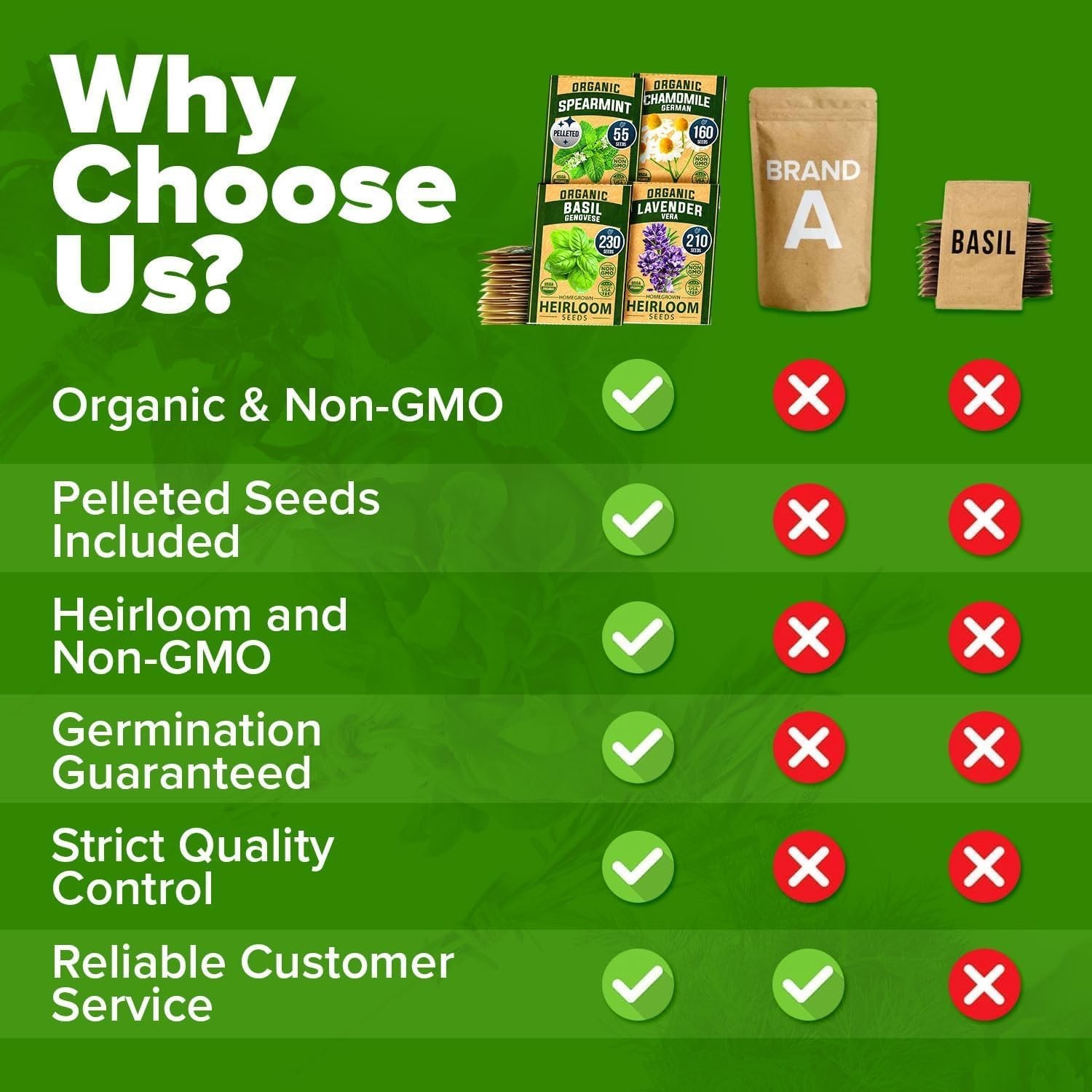Organic Herb Seeds Variety Pack – Non-GMO Heirloom, 2500+ High-Germination Seeds