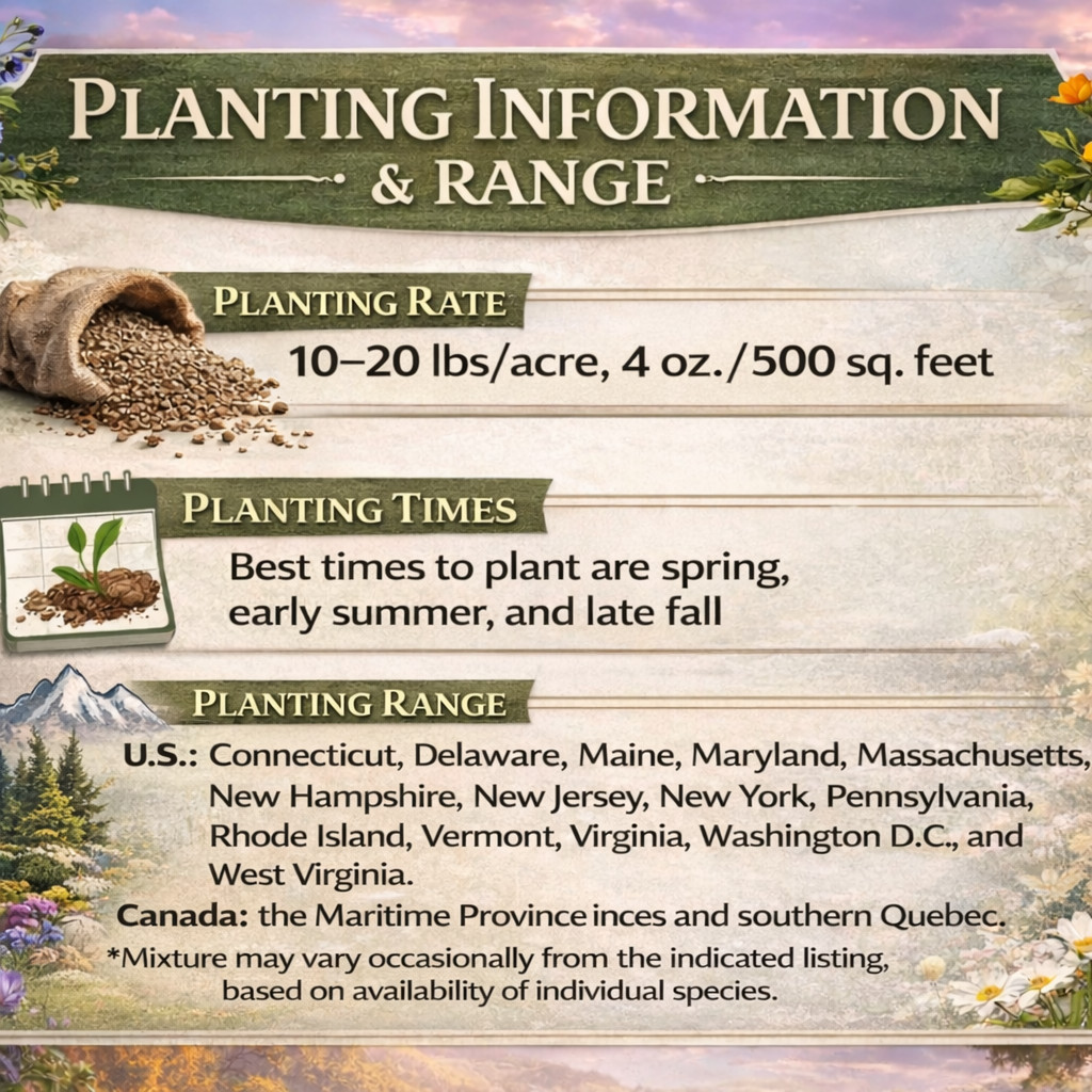 Maine Wildflower Seed Mix 1 lb Covers 2,000 Sq Ft Pollinator Garden Seeds