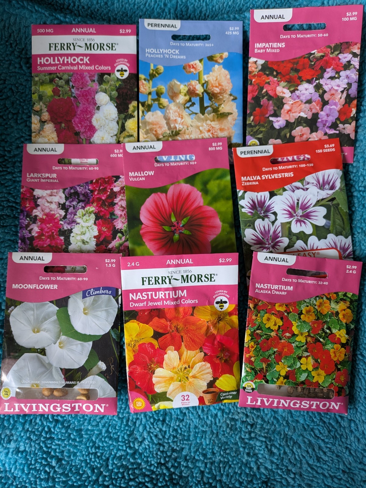 73 Flower Seed Packs Zinnia, Marigold, Calendula, Butterfly, Aster, Daisy +more